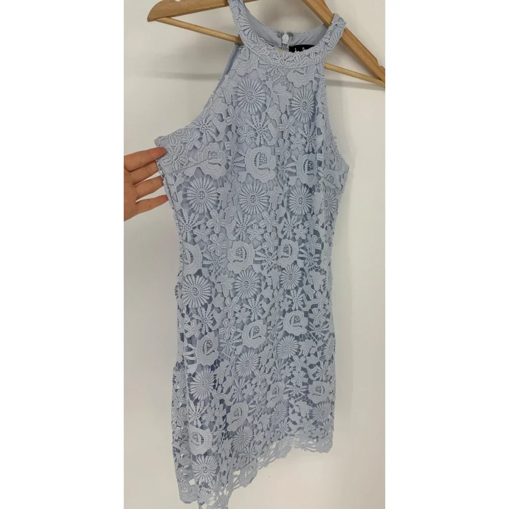 Lulus Love Poem Lace Mini Dress in Light Blue Size MEDIUM M 35" Long, 2770 - Picture 1 of 7